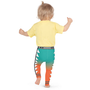 Centered Turquoise and Orange Kid's Leggings 2T-7