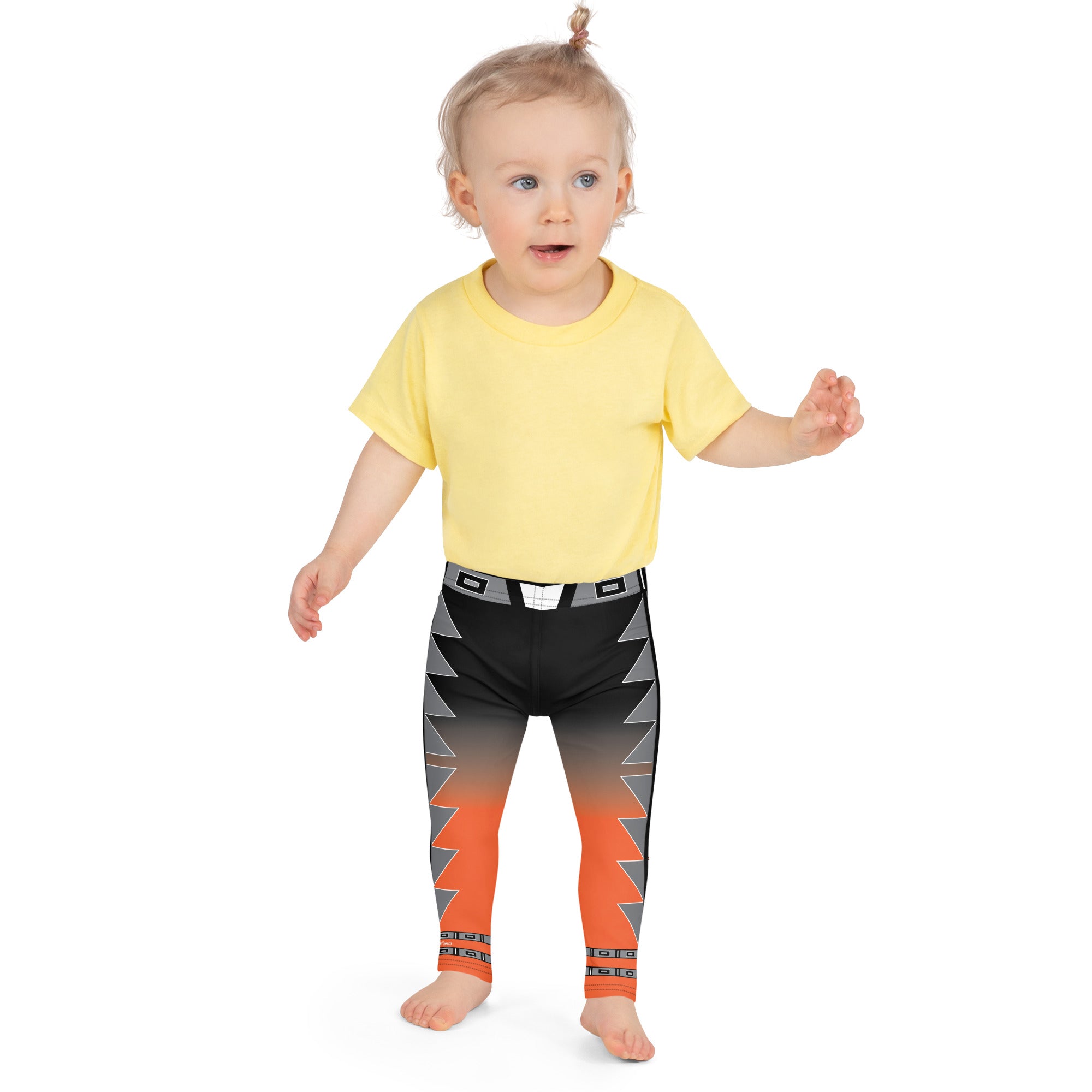 Centered Black and Orange Kid's Leggings 2T-6T