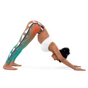 Centered Orange and Turquoise Fade Yoga Leggings