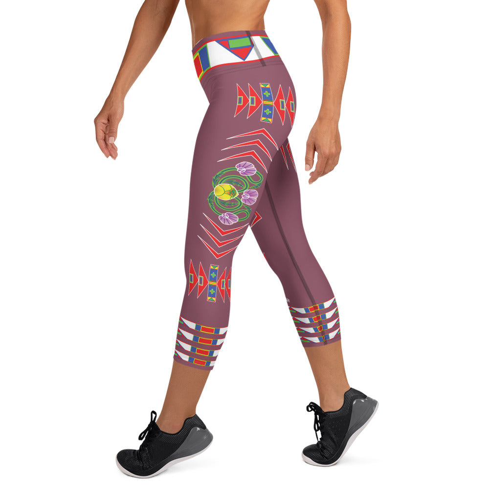 Gratitude Rose Yoga Capri Leggings