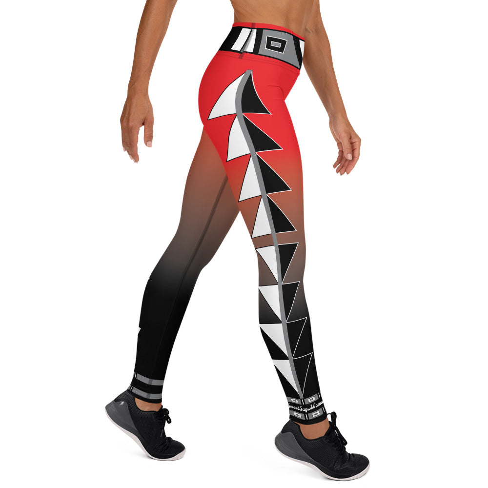 Centered Red and Black Fade Yoga Leggings