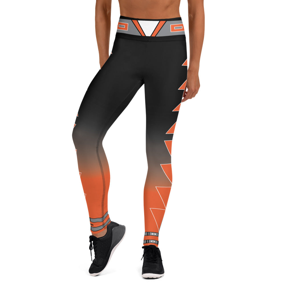 Centered Black and Orange Fade Yoga Leggings