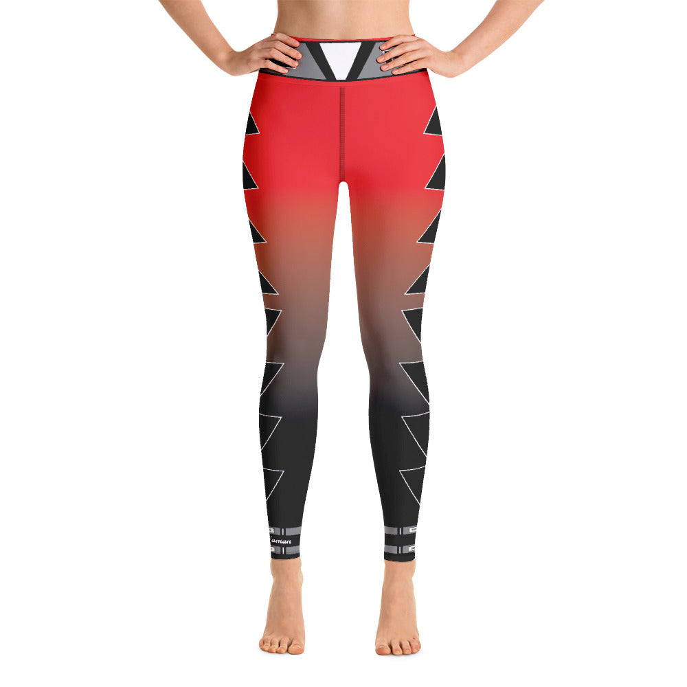 Centered Red and Black Fade Yoga Leggings