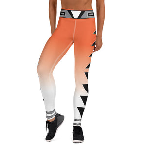 Centered Orange and White Fade Yoga Leggings