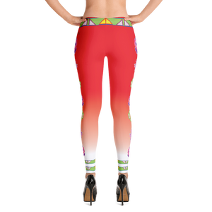 " I Love Me!" Red and White Fade Leggings
